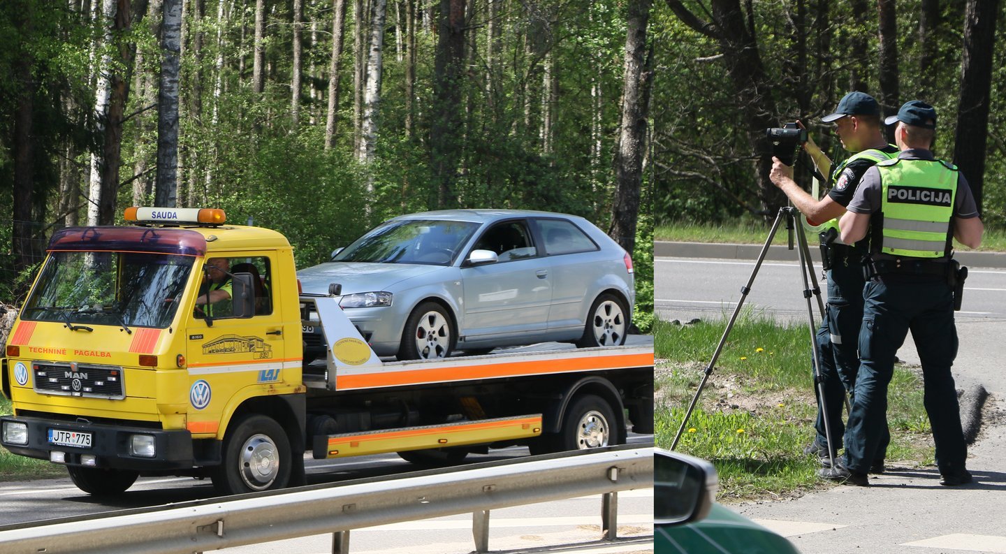 Nuo Vilniaus policijos sprukęs „Audi“ vairuotojas užtaikė ant respublikinės policijos greičio matuoklio